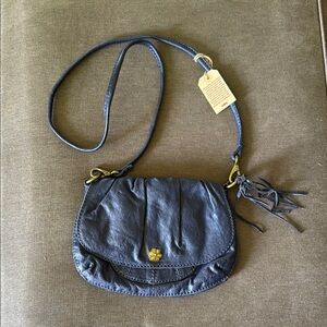 Lucky Brand Blue Crossbody Bag with Distressed Leather